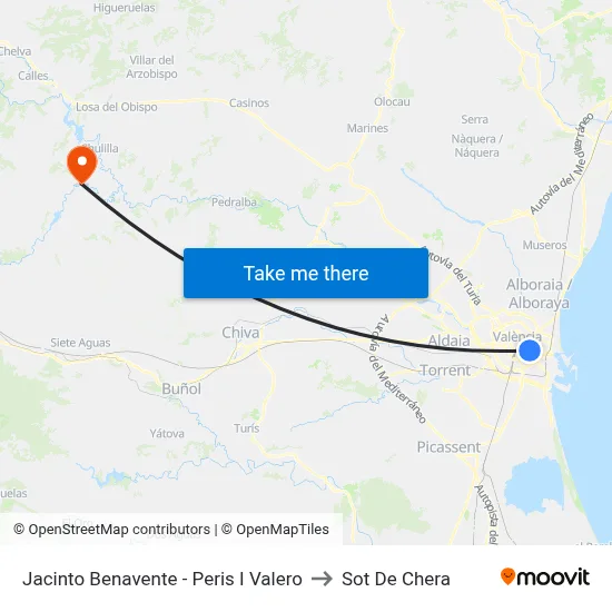 Jacinto Benavente - Peris I Valero to Sot De Chera map