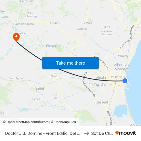 Doctor J.J. Dòmine - Front Edifici Del Rellotge to Sot De Chera map