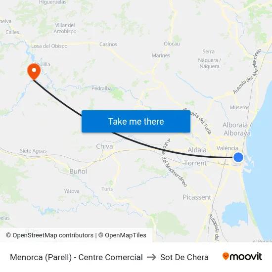 Menorca (Parell) - Centre Comercial to Sot De Chera map