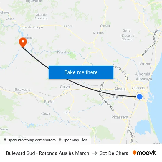 Bulevard Sud - Rotonda Ausiàs March to Sot De Chera map