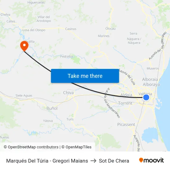 Marqués Del Túria - Gregori Maians to Sot De Chera map