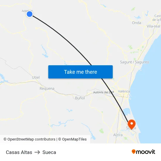 Casas Altas to Sueca map