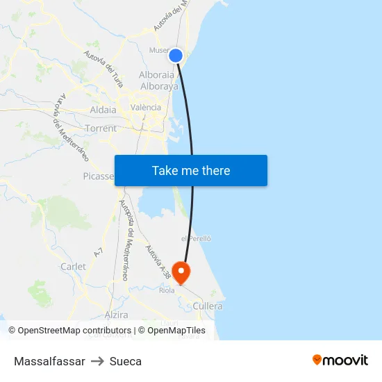 Massalfassar to Sueca map