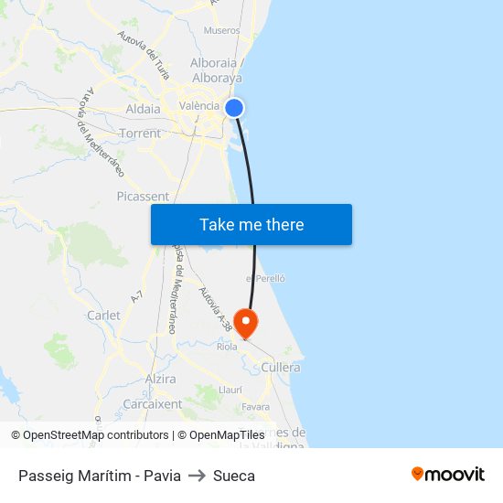 Passeig Marítim - Pavia to Sueca map