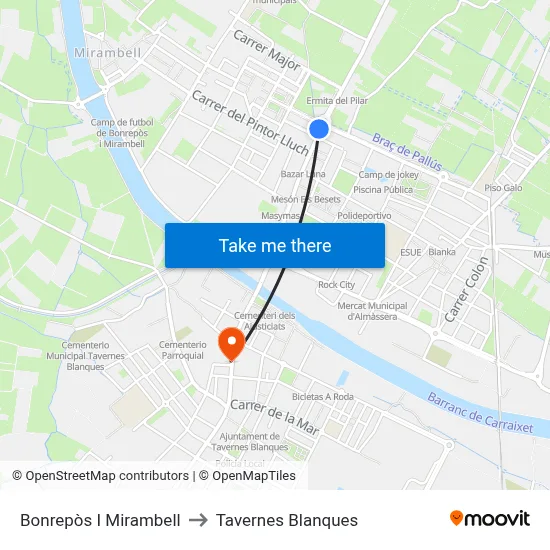 Bonrepòs I Mirambell to Tavernes Blanques map