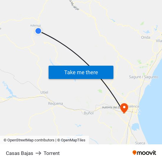 Casas Bajas to Torrent map