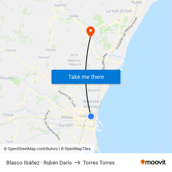 Blasco Ibáñez - Rubén Darío to Torres Torres map