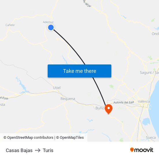 Casas Bajas to Turís map