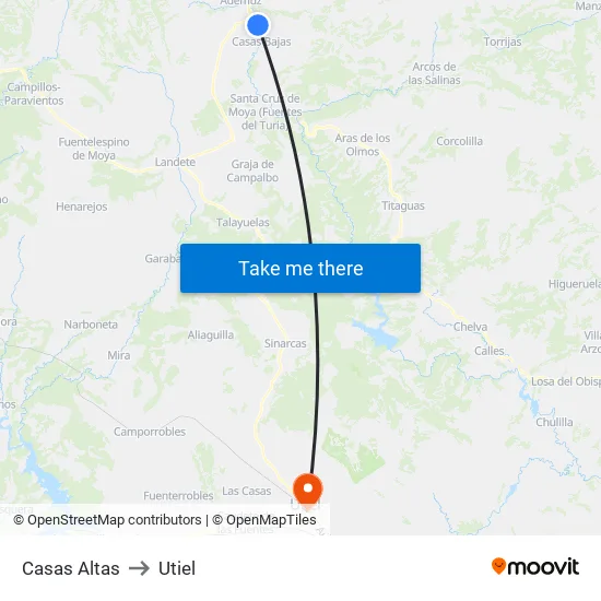 Casas Altas to Utiel map