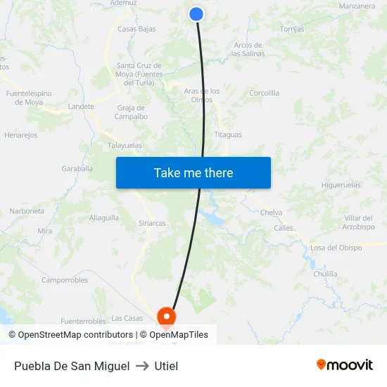 Puebla De San Miguel to Utiel map