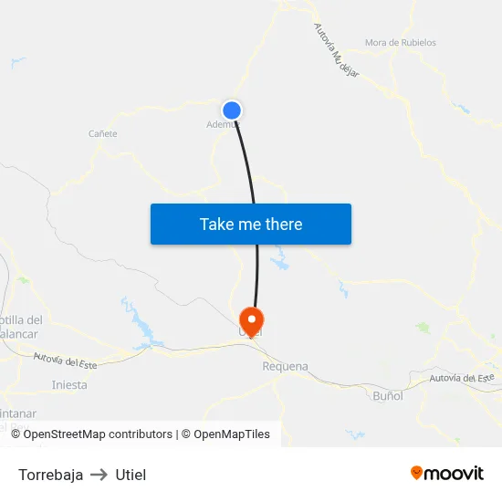 Torrebaja to Utiel map