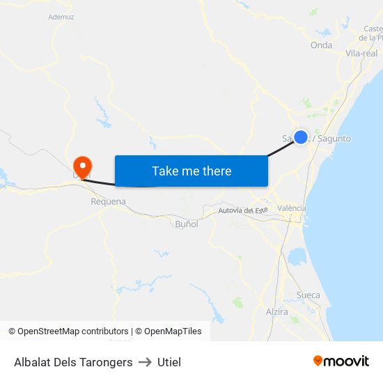 Albalat Dels Tarongers to Utiel map