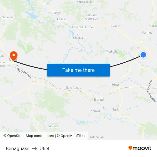 Benaguasil to Utiel map