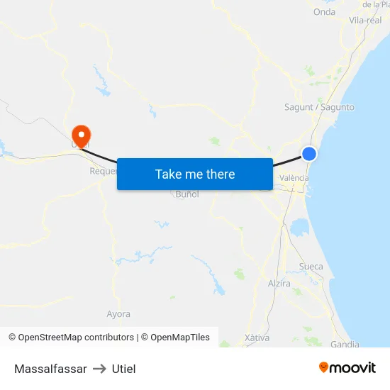 Massalfassar to Utiel map
