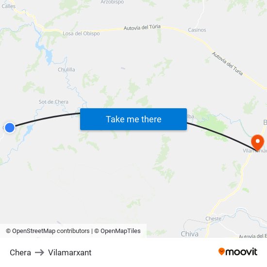 Chera to Vilamarxant map
