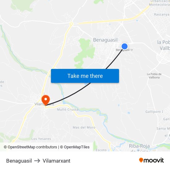 Benaguasil to Vilamarxant map