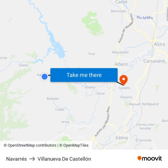 Navarrés to Villanueva De Castellón map