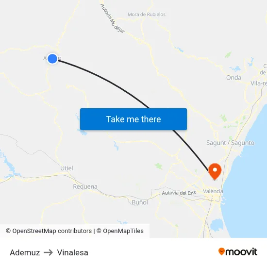 Ademuz to Vinalesa map