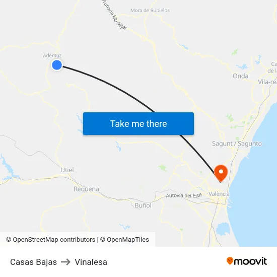 Casas Bajas to Vinalesa map