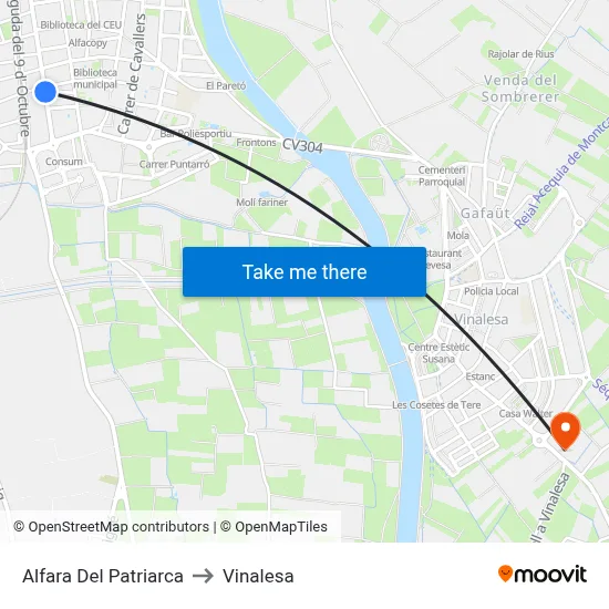 Alfara Del Patriarca to Vinalesa map