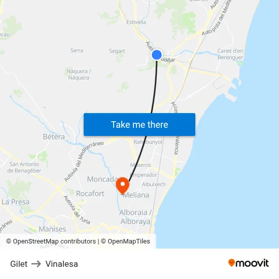Gilet to Vinalesa map