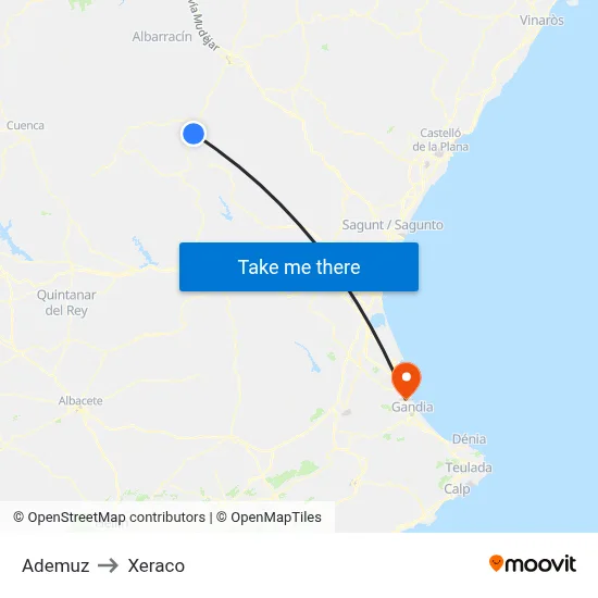 Ademuz to Xeraco map