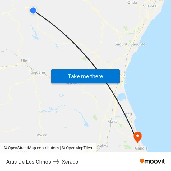 Aras De Los Olmos to Xeraco map