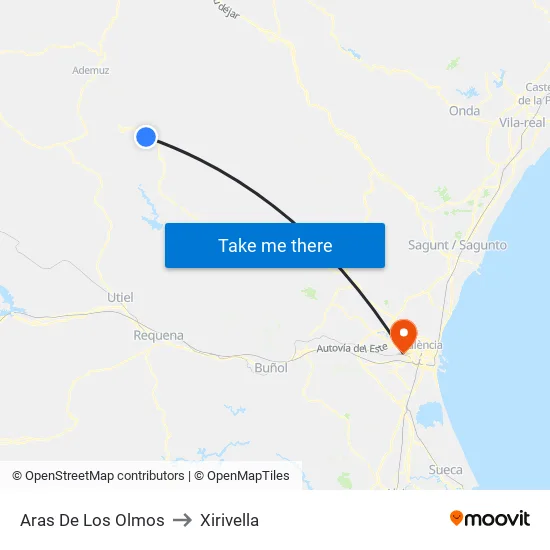 Aras De Los Olmos to Xirivella map
