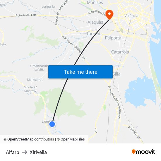 Alfarp to Xirivella map