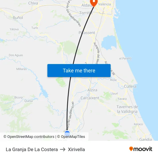 La Granja De La Costera to Xirivella map