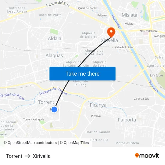 Torrent to Xirivella map