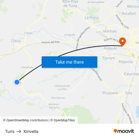 Turís to Xirivella map
