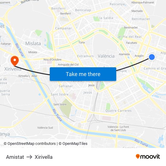 Amistat to Xirivella map