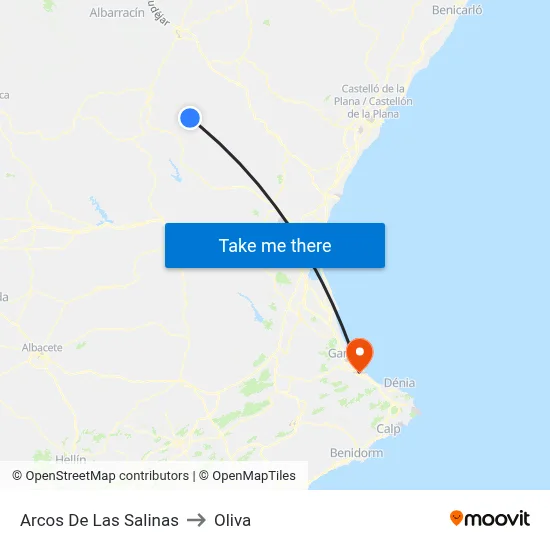 Arcos De Las Salinas to Oliva map