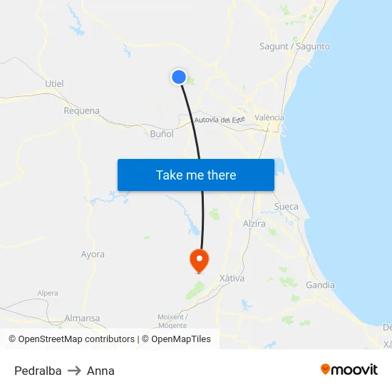 Pedralba to Anna map