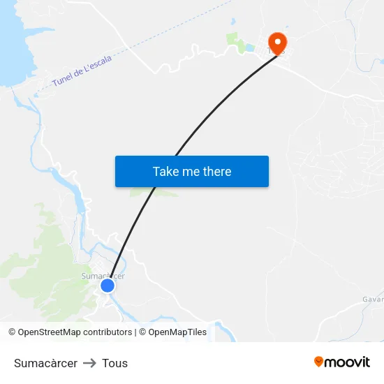 Sumacàrcer to Tous map