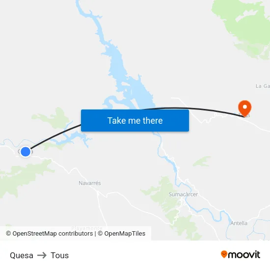 Quesa to Tous map
