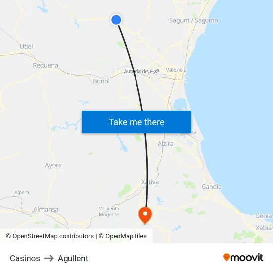 Casinos to Agullent map
