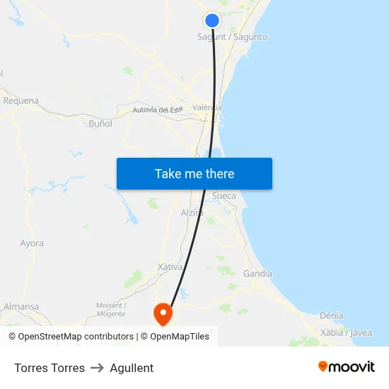 Torres Torres to Agullent map