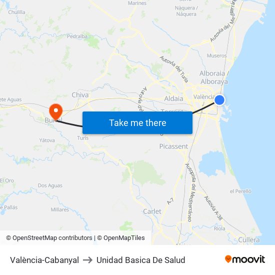 València-Cabanyal to Unidad Basica De Salud map
