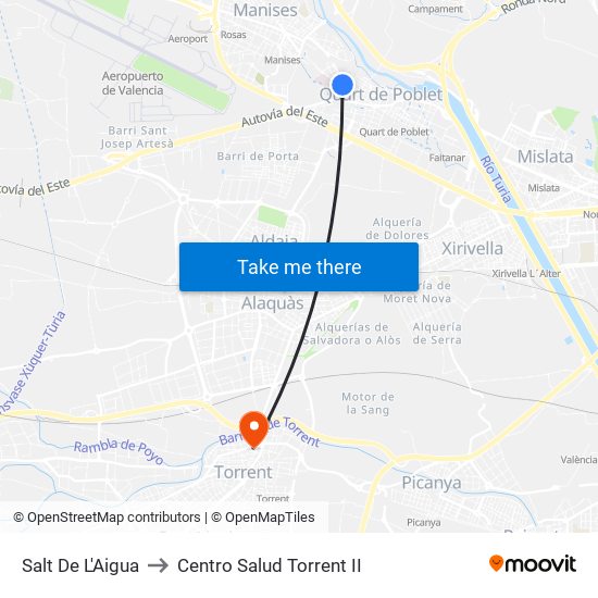 Salt De L'Aigua to Centro Salud Torrent II map