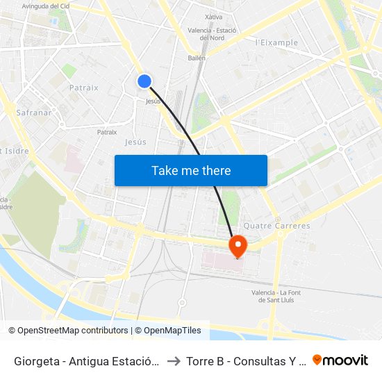 Giorgeta - Antigua Estación De Jesús to Torre B - Consultas Y Técnicas map