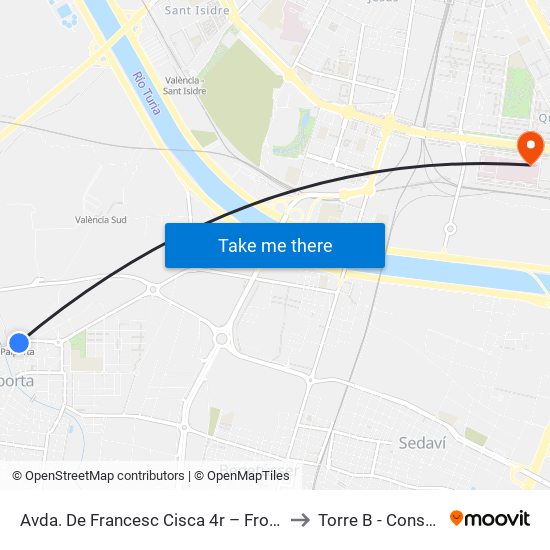 Avda. De Francesc Cisca 4r – Front Metro De Paiporta [Paiporta] to Torre B - Consultas Y Técnicas map