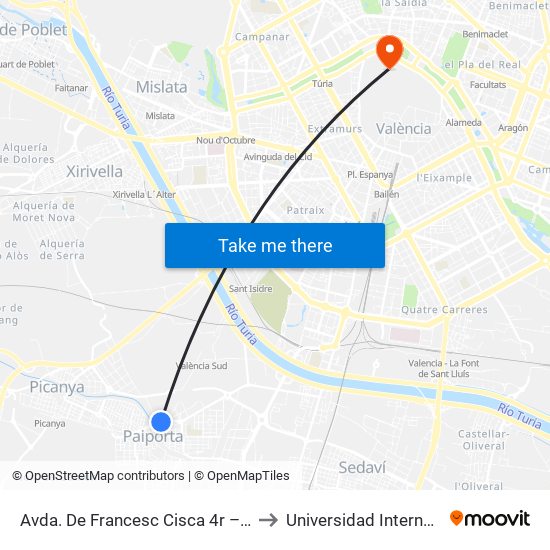 Avda. De Francesc Cisca 4r – Front Metro De Paiporta [Paiporta] to Universidad Internacional Menéndez Pelayo map
