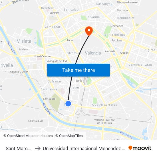 Sant Marcel·Lí to Universidad Internacional Menéndez Pelayo map