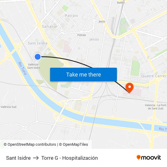 Sant Isidre to Torre G - Hospitalización map