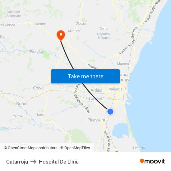 Catarroja to Hospital De Llíria map