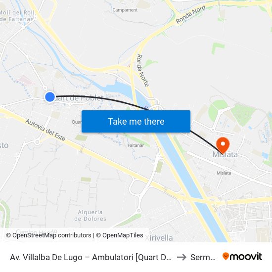 Av. Villalba De Lugo – Ambulatori [Quart De Poblet] to Sermesa map