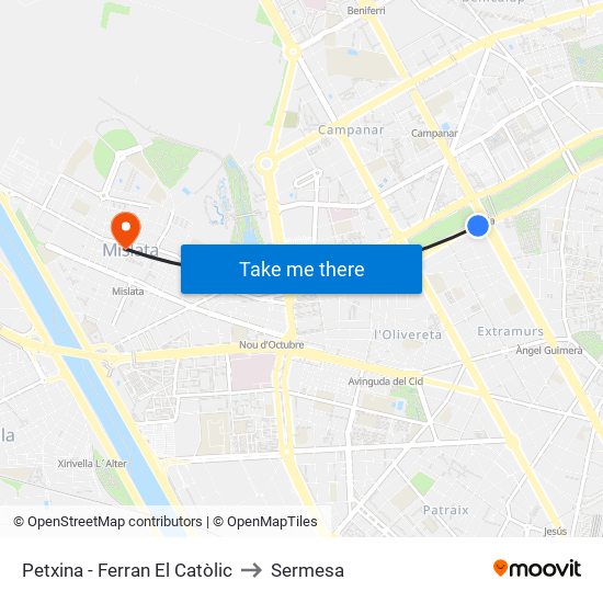 Petxina - Ferran El Catòlic to Sermesa map