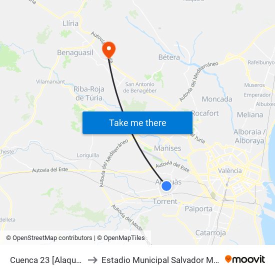 Cuenca 23 [Alaquàs] to Estadio Municipal Salvador Martí map